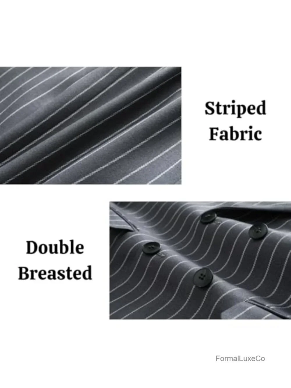 Mens 2pc Slim Fit 3pc Pinstripe Double Breasted Suit Set
